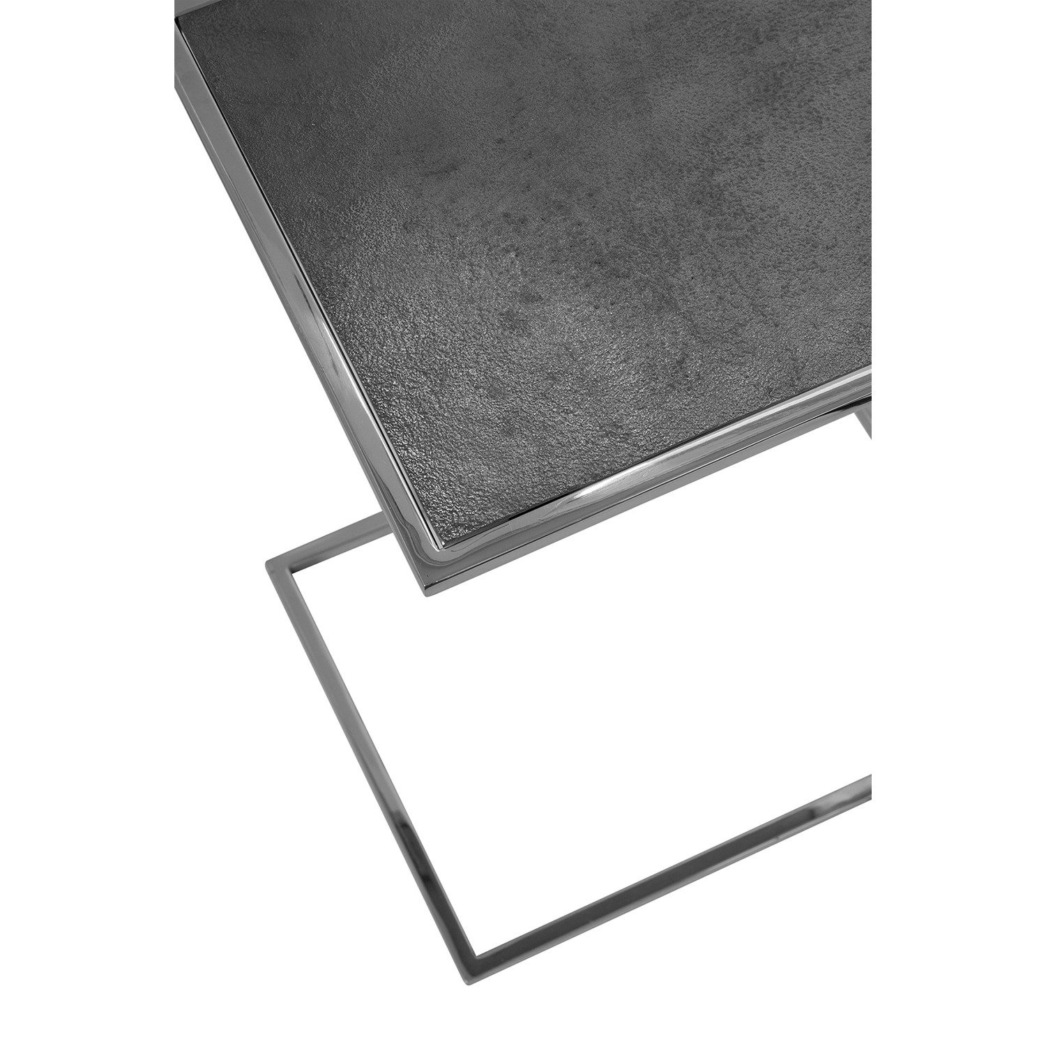 Fink Tabletttisch DIJON Beistelltisch - H. 56cm - schwarz/silber aus Aluminium/Edelstahl (1 Stück, 1 Stück), Moderner Ablagentisch - Vielseitiger Couchtisch/Sofatisch