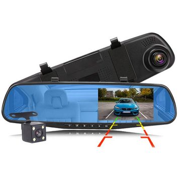 Retoo Spiegel Dashcam 1080P 4.3" Dual Rückfahrkamera Rückspiegel Dashcam Dashcam (Autokamera, Autoladegerät 12V, Verkabelung zur Montage, Gummigriffe, Dual Rückfahrkamera Rückspiegel Dashcam)