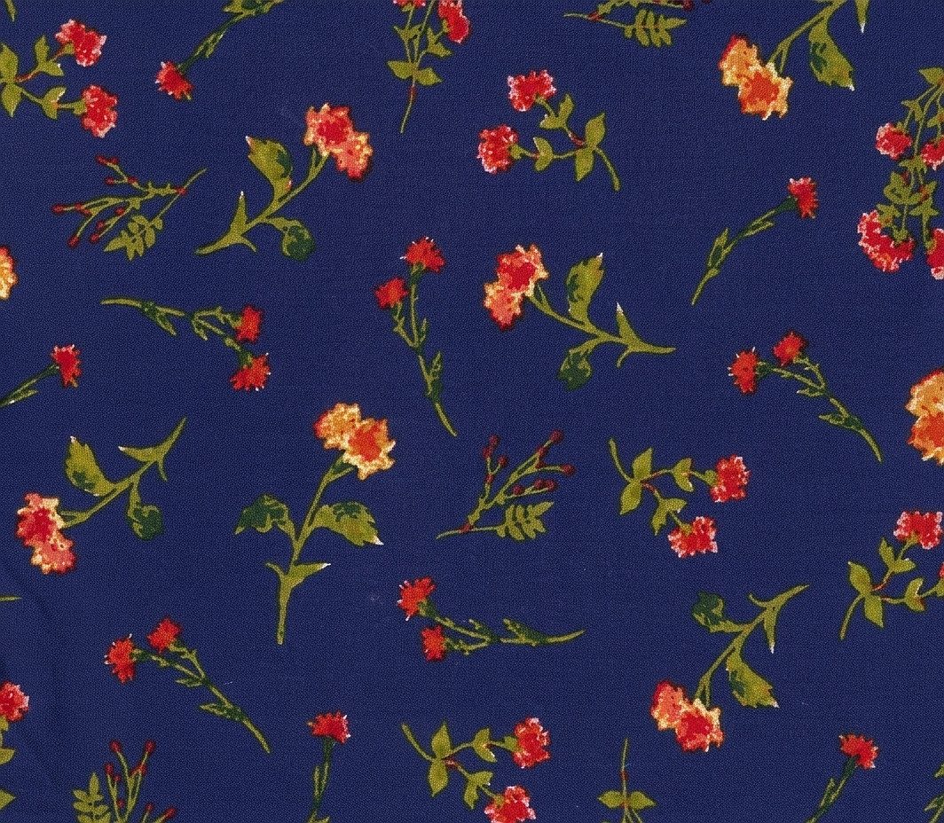 larissastoffe Stoff Viskose Stoff Meterware unelastisch Blumen Blüten tiefblau Amelie, Meterware, 50 cm x 140 cm