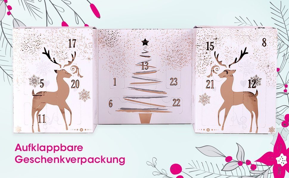 Frauen Applikatoren für ACCENTRA Wimpern, & Adventskalender Lidschatten, Beauty Adventskalender 24 Make-up Nagellack, Kosmetikprodukte Lippenstift, uvm,