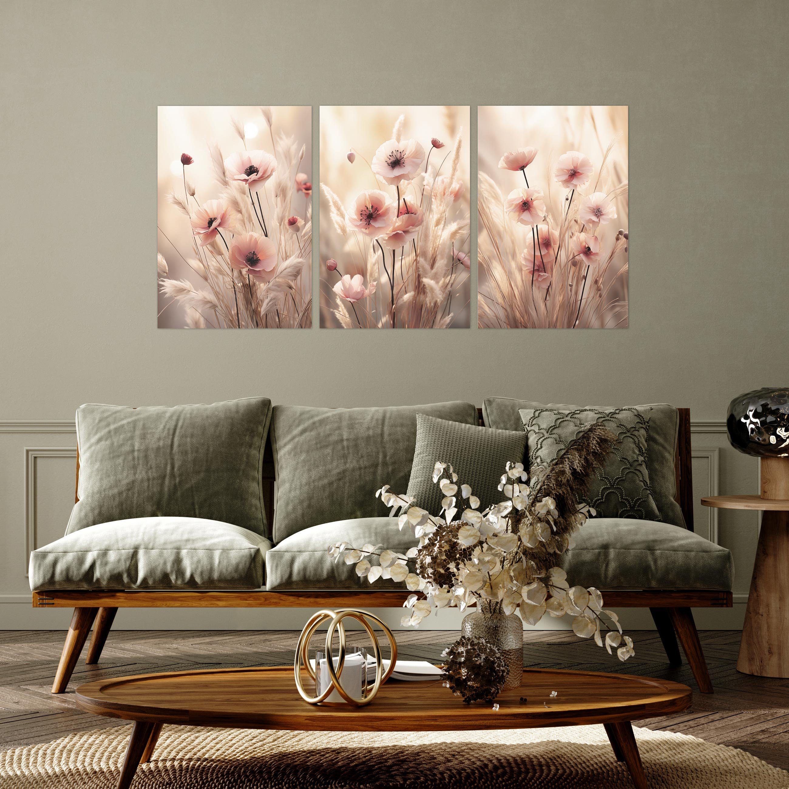 Wallarena Poster SET Blumen Wiese Wohnzimmer günstig online kaufen