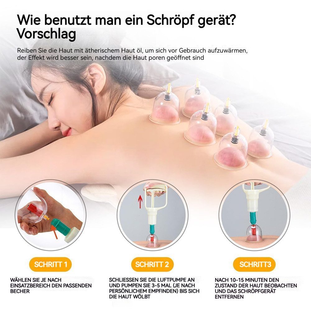 BlingBin Vakuum-Massager Vakuum Schröpfset mit 32 tlg Schröpfgläser Cupping Pumpe Schröpfset, 1er Set 32-tlg., 32tlg, Für Schmerzen Gelenke Faszien Cellulite Schröpfgläser Vakuumpumpe