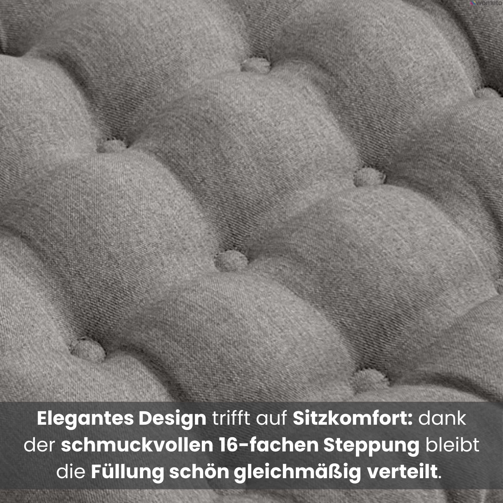wometo Stuhlkissen Prime 40x40, OEKO-TEX®, Sitzkissen mit Steppung & Bändern – Bild 4 von 5