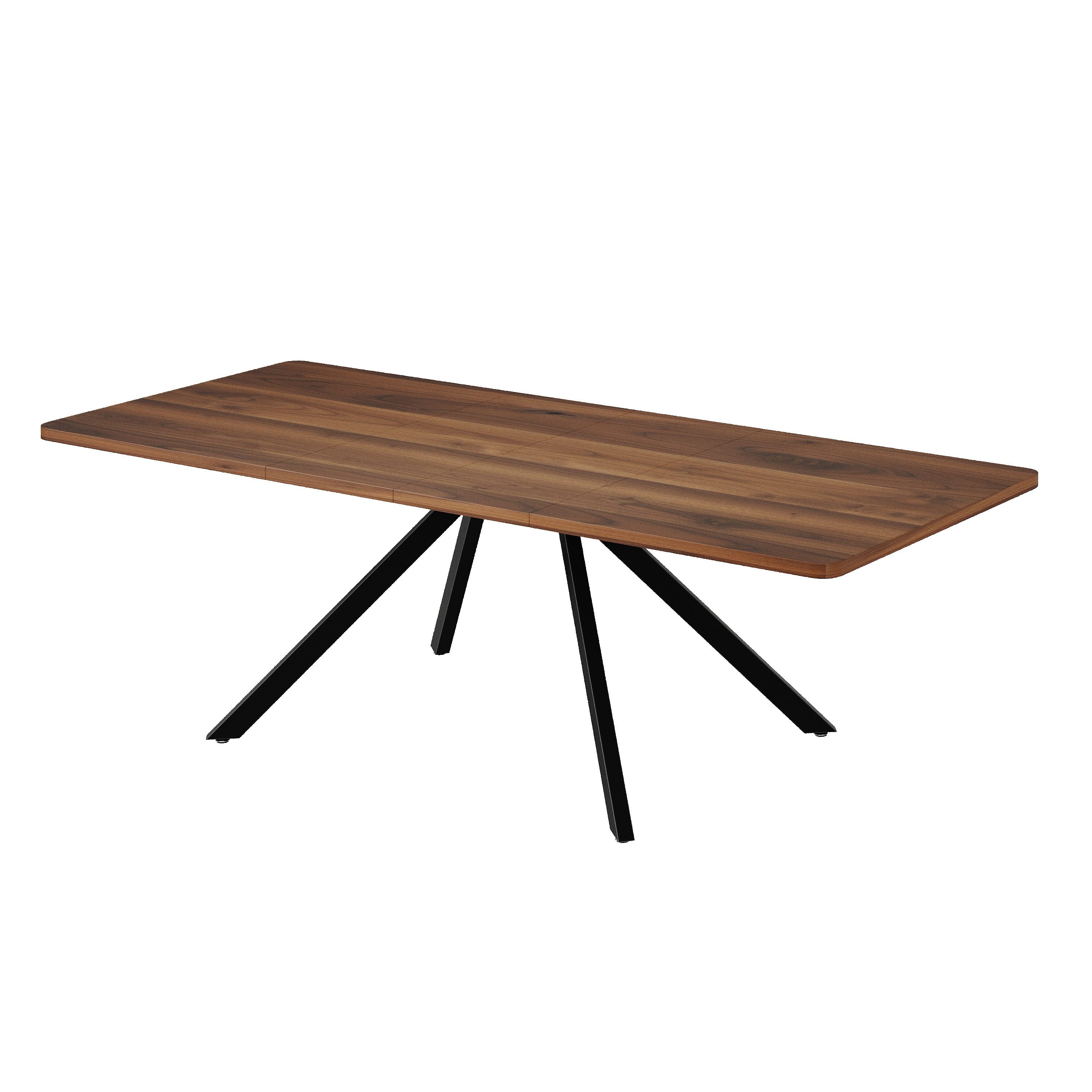 KLAM HOME Esstisch Großer Ausziehtisch Mit 3 Längen 160 Bis 240 Cm Für 6-10 Personen (Esstisch In Nussbaum Optik Mit Stabilen Metallbeinen), Praktischer Küchentisch Geeignet Für Esszimmer Wohnzimmer Und Feiern