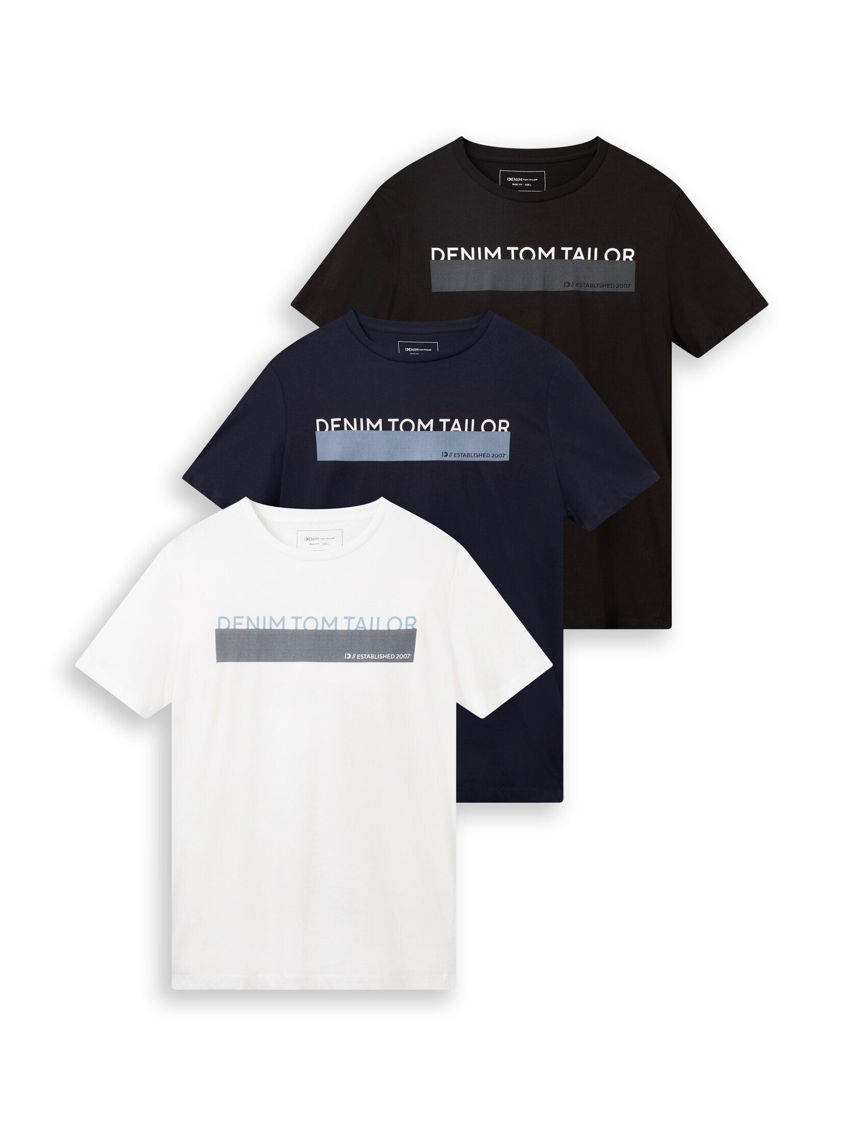 TOM TAILOR Denim T-Shirt T-Shirt (im 3er Pack) T-Shirt mit Print im 3er-Pack