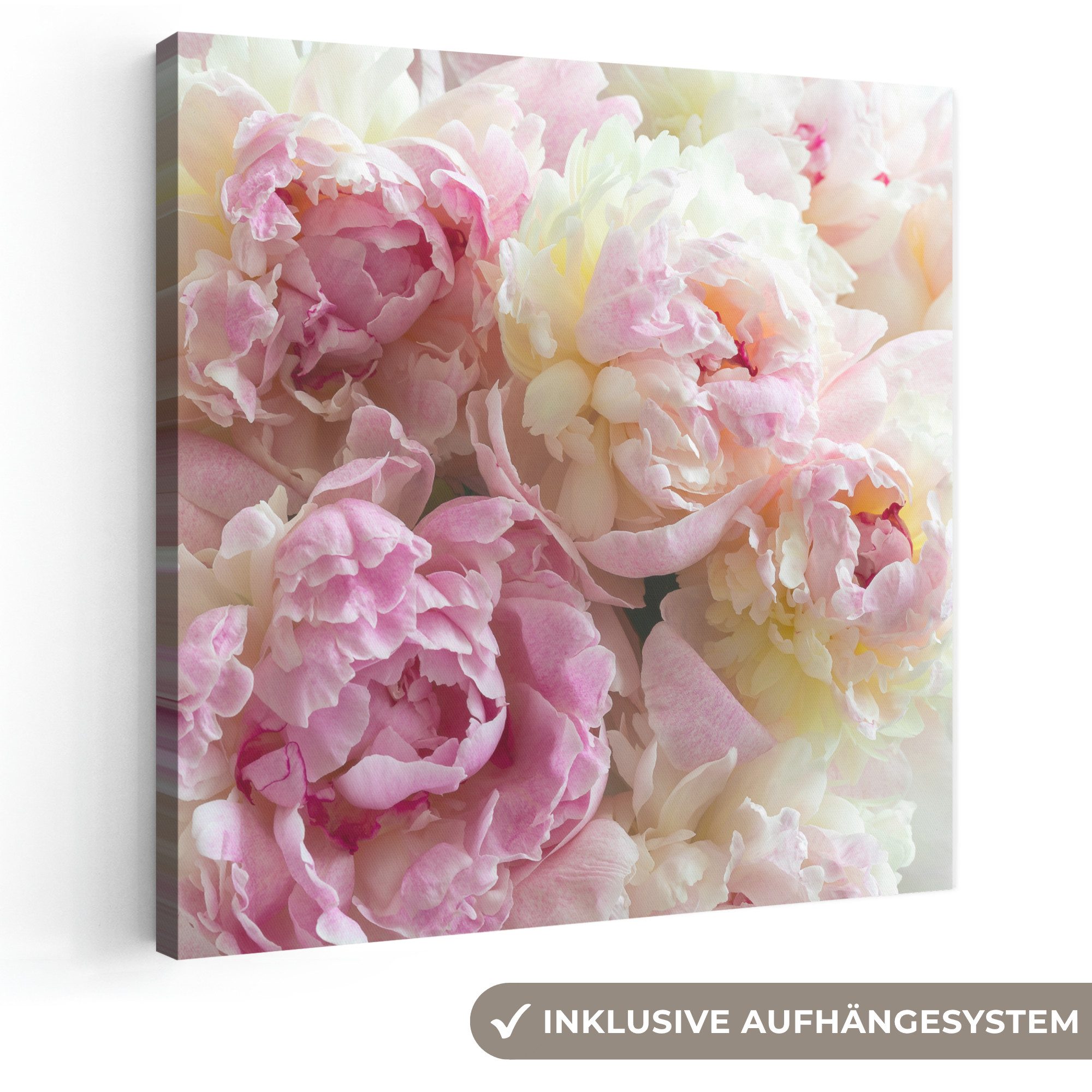 OneMillionCanvasses® Leinwandbild Vintage - Blumen - Rosen - Natur, Fotodruck (1 St), Wandbild, Deko Schlafzimmer Wohnzimmer Flur 20x20 cm