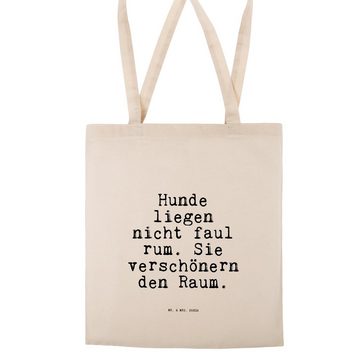 Mr. & Mrs. Panda Tragetasche Hunde liegen nicht faul... - Transparent - Geschenk, schön, Spruch, S (1-tlg)