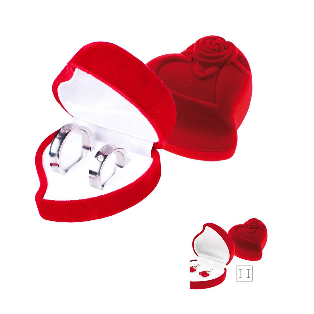 Order & Smile Schmuck Geschenkbox Schmuckbox / Ring Box: Schmuckdose für Trauringe "Herz mit Rose Etui"