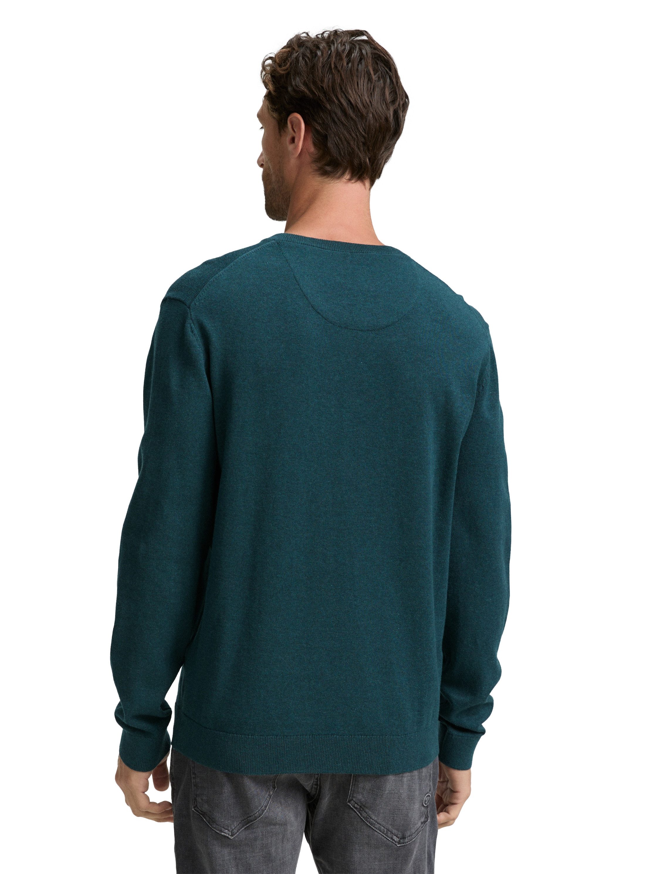 TOM TAILOR V-Ausschnitt-Pullover mit kleiner Logo-Stickerei günstig online kaufen