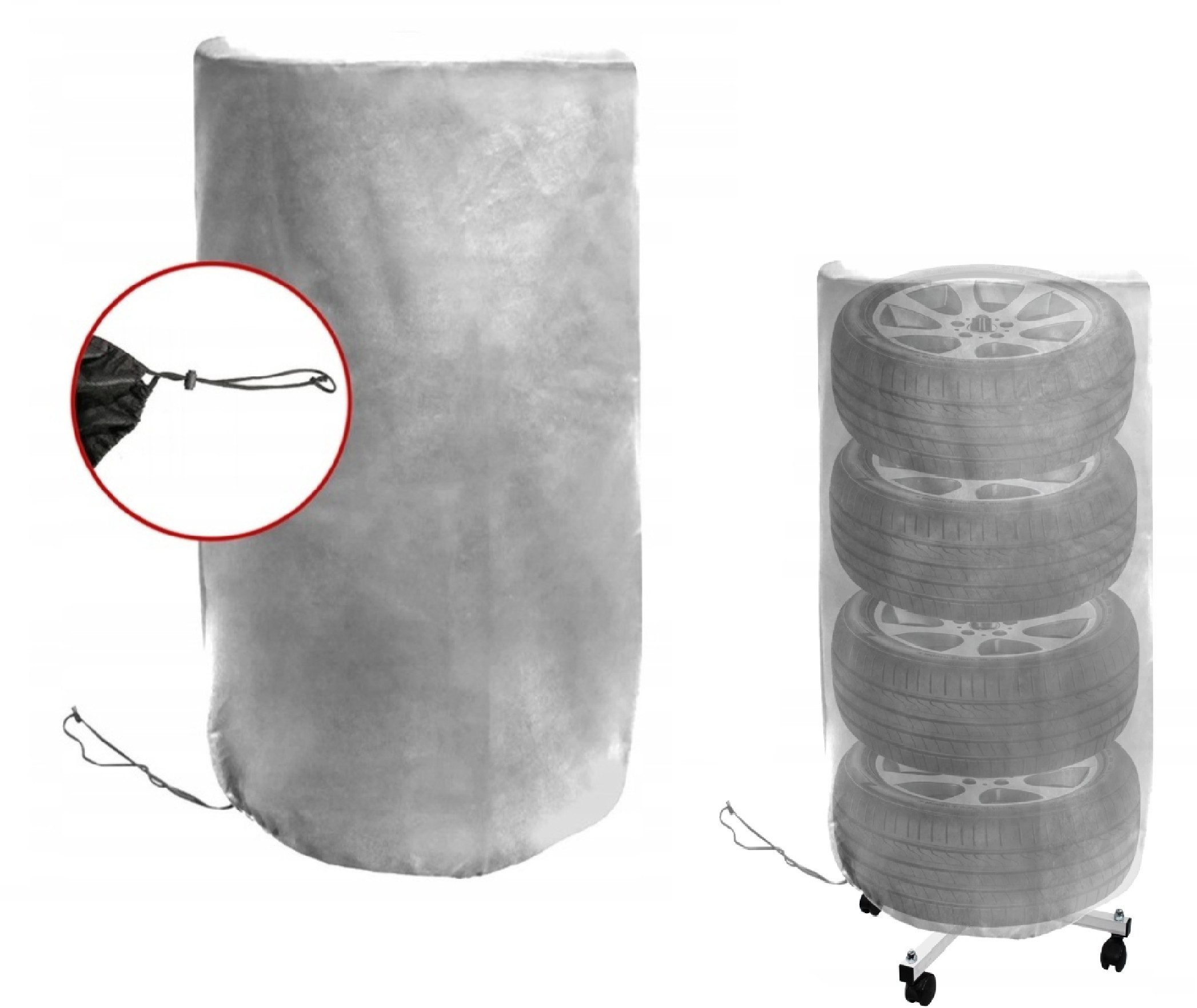 QLS Reifentasche für 4 Räder 14-21 Zoll, Reifenschutz wetterfest aus Polypropylen-Vlies
