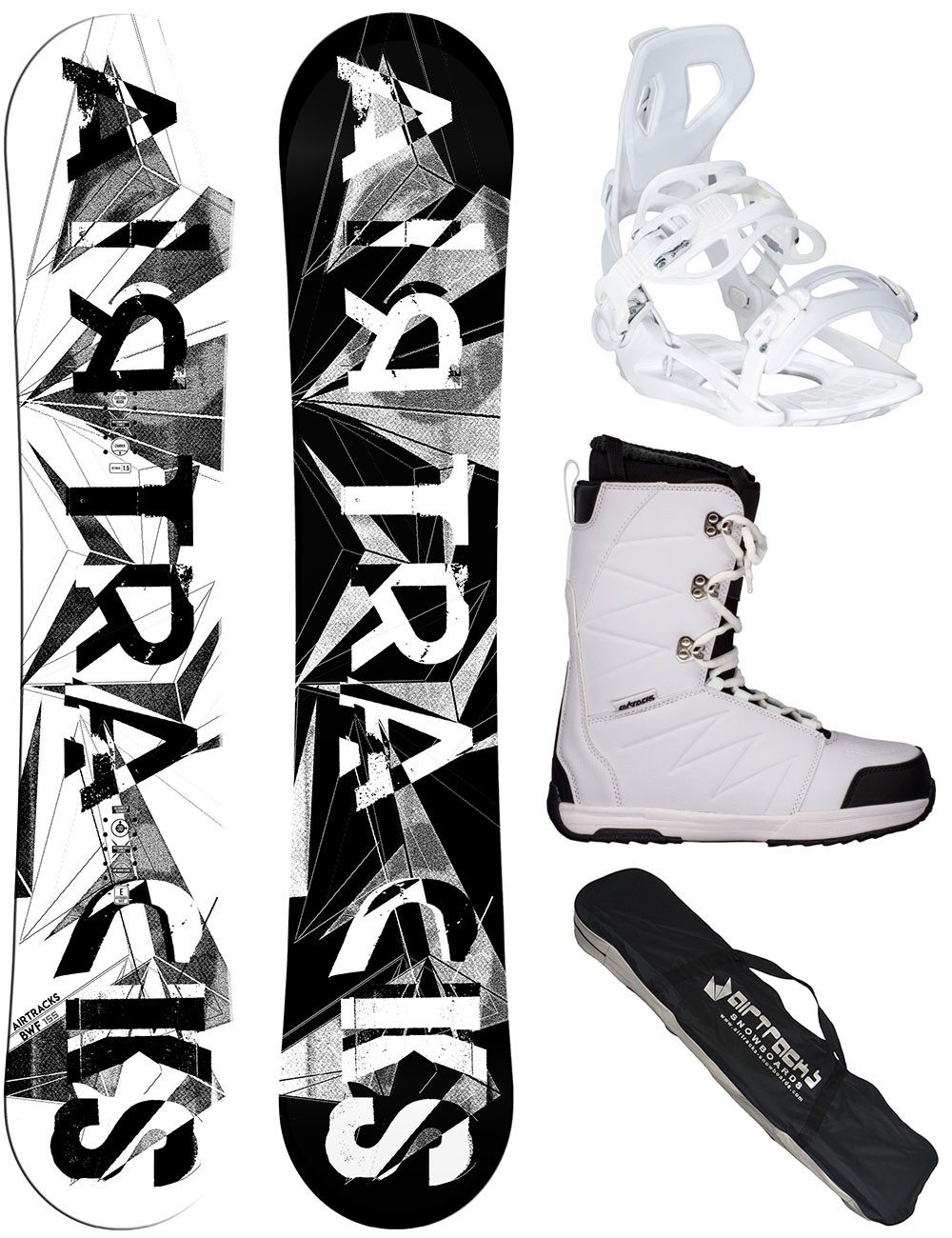 Airtracks Snowboard Damen Snowboard Set BWF » Mod. 25/26 (4 St., 4er-Pack), Snowboard + Bindung Master W + Boots + SB Bag / 140 145 150 155 cm