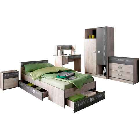 Parisot Jugendzimmer-Set Fabric, (Set, 4-St., Bett, Bettschubkasten, Kleiderschrank, Nachttisch), wahlweise mit Aufbauservice