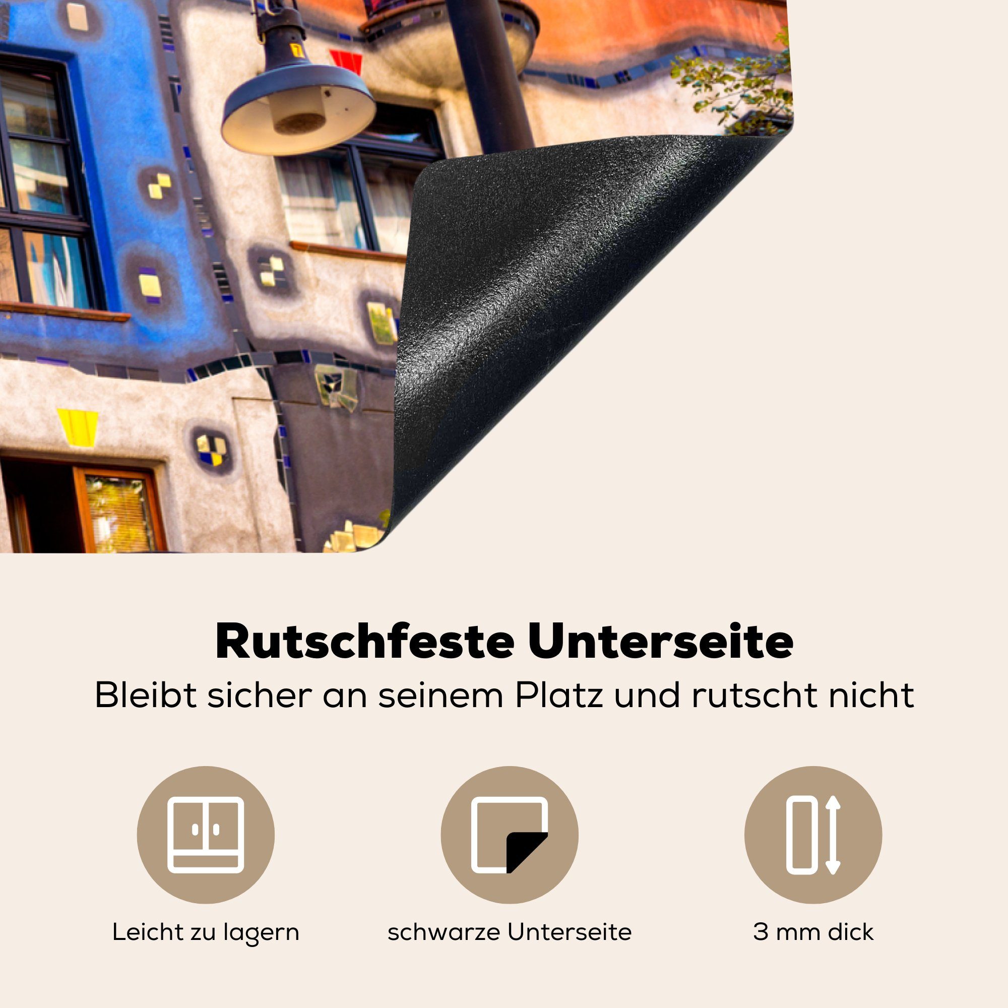 MuchoWow Herdblende-/Abdeckplatte Farben cm, (1 Vinyl, küche, - tlg), für 81x52 die Haus Ceranfeldabdeckung Schutz Wien, - Induktionskochfeld