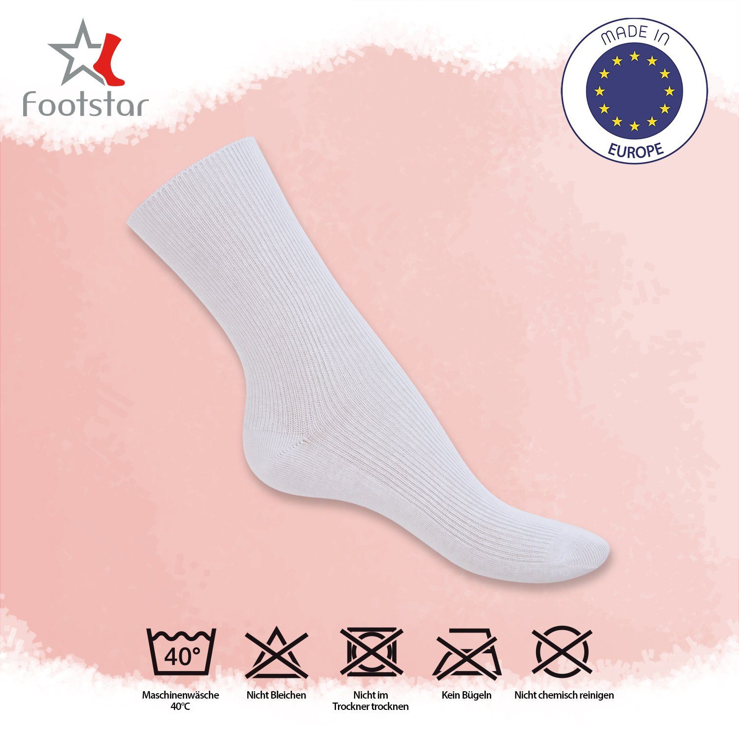 Footstar Diabetikersocken Damen & Herren Gesundheitssocken (8 Paar) Diabetiker geeignet