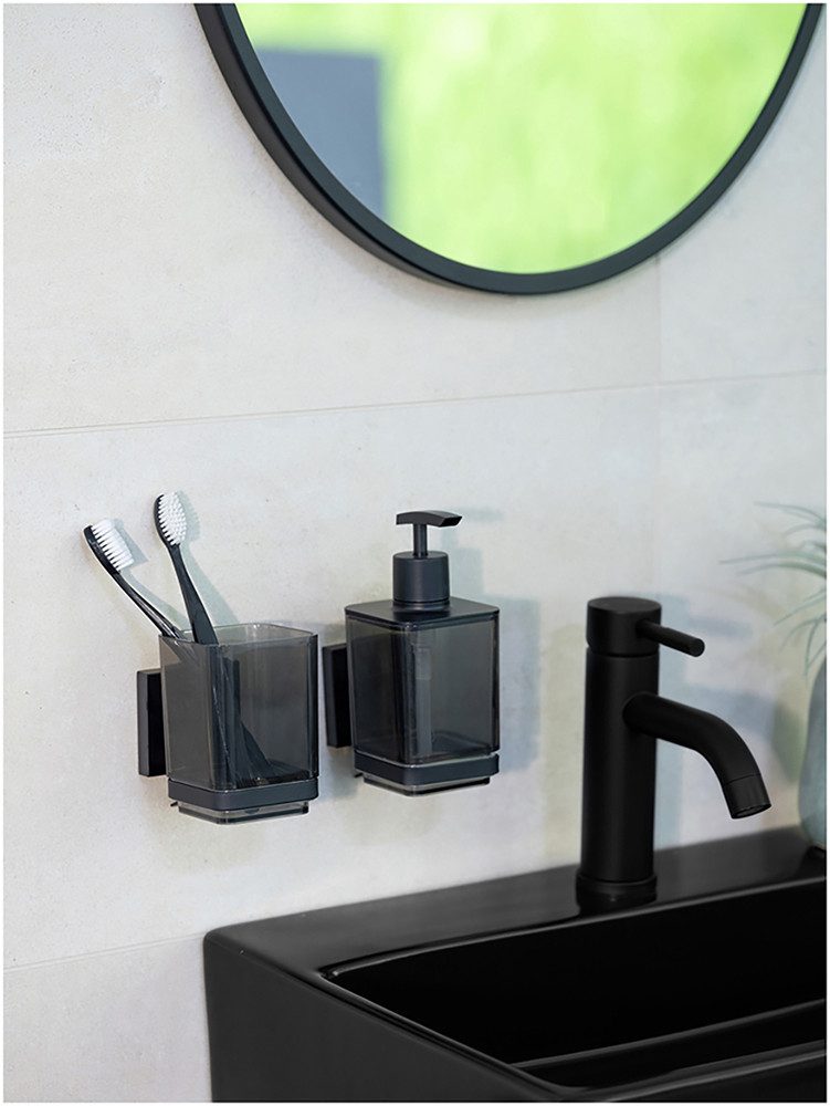 WENKO Zahnputzbecher Vacuum-Loc® Modell Quadro, mit Wandhalterung ohne Bohr günstig online kaufen