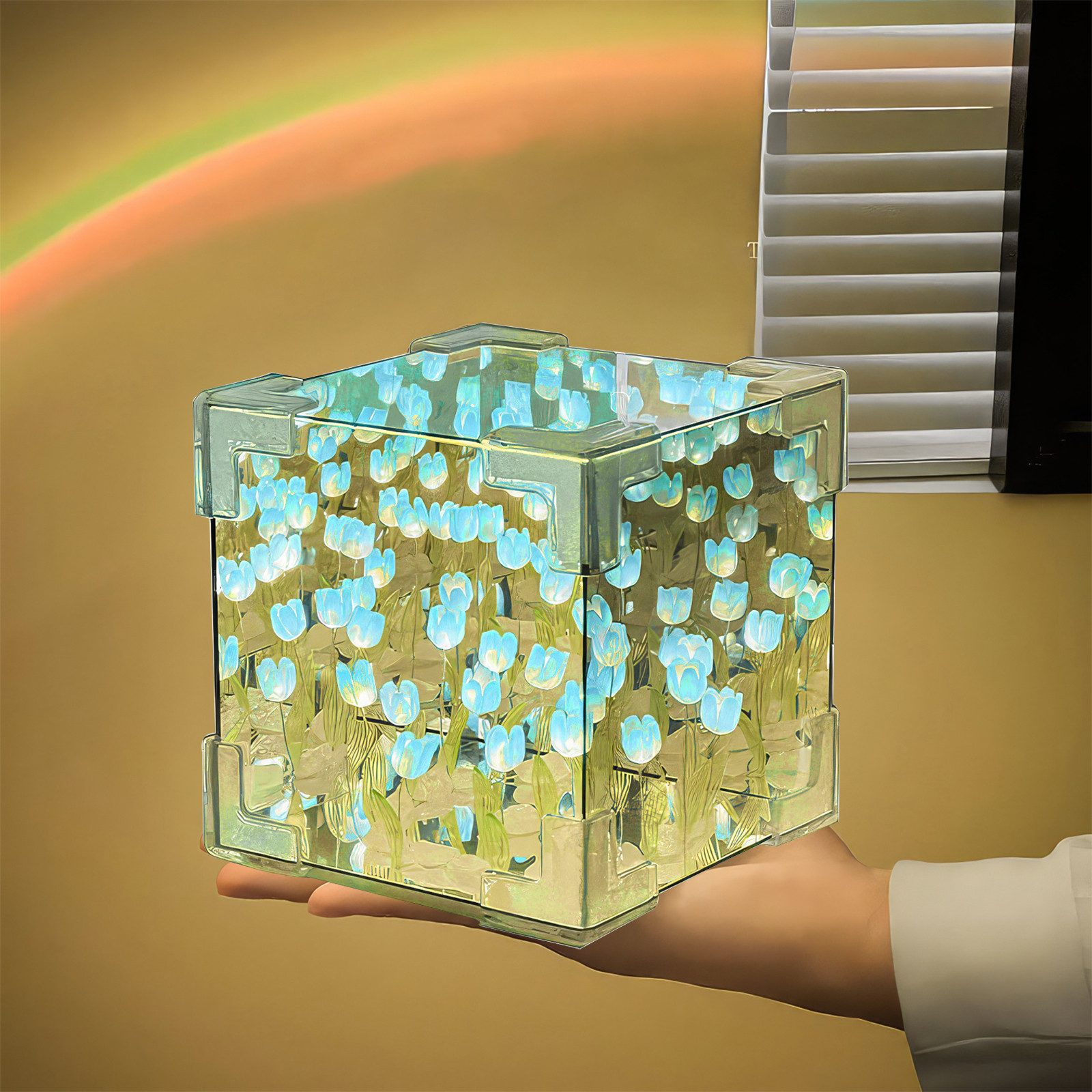 BlingBin Nachtlicht Tulpenwürfel Spiegel Lampe Tulpen Nachtlicht Blumen Tis günstig online kaufen