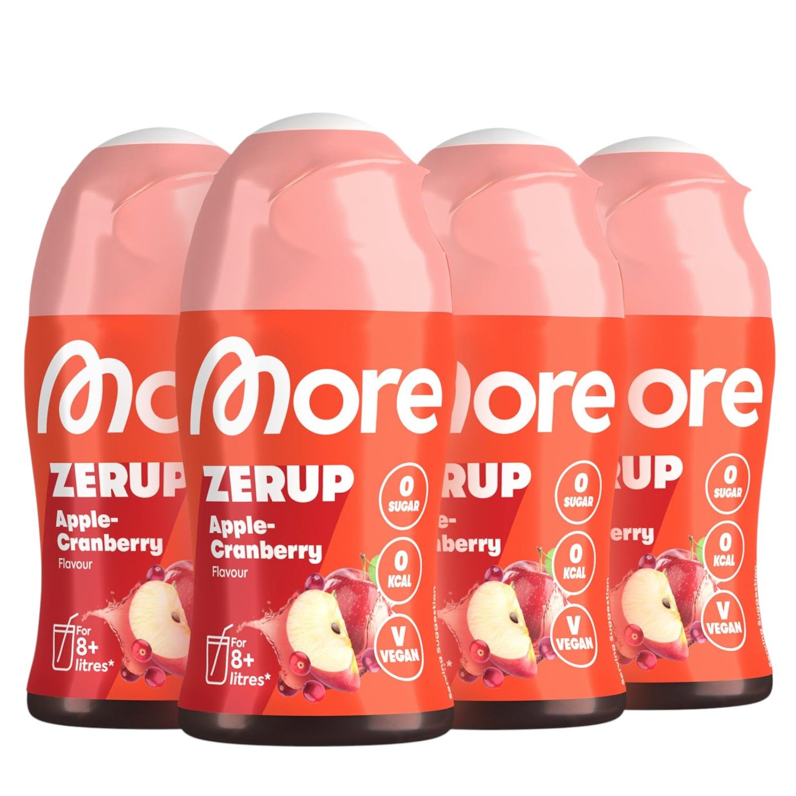 MORE Zerup, Apple Cranberry, 4 x 65 ml, für bis zu 32 l Fertiggetränk Tropfen