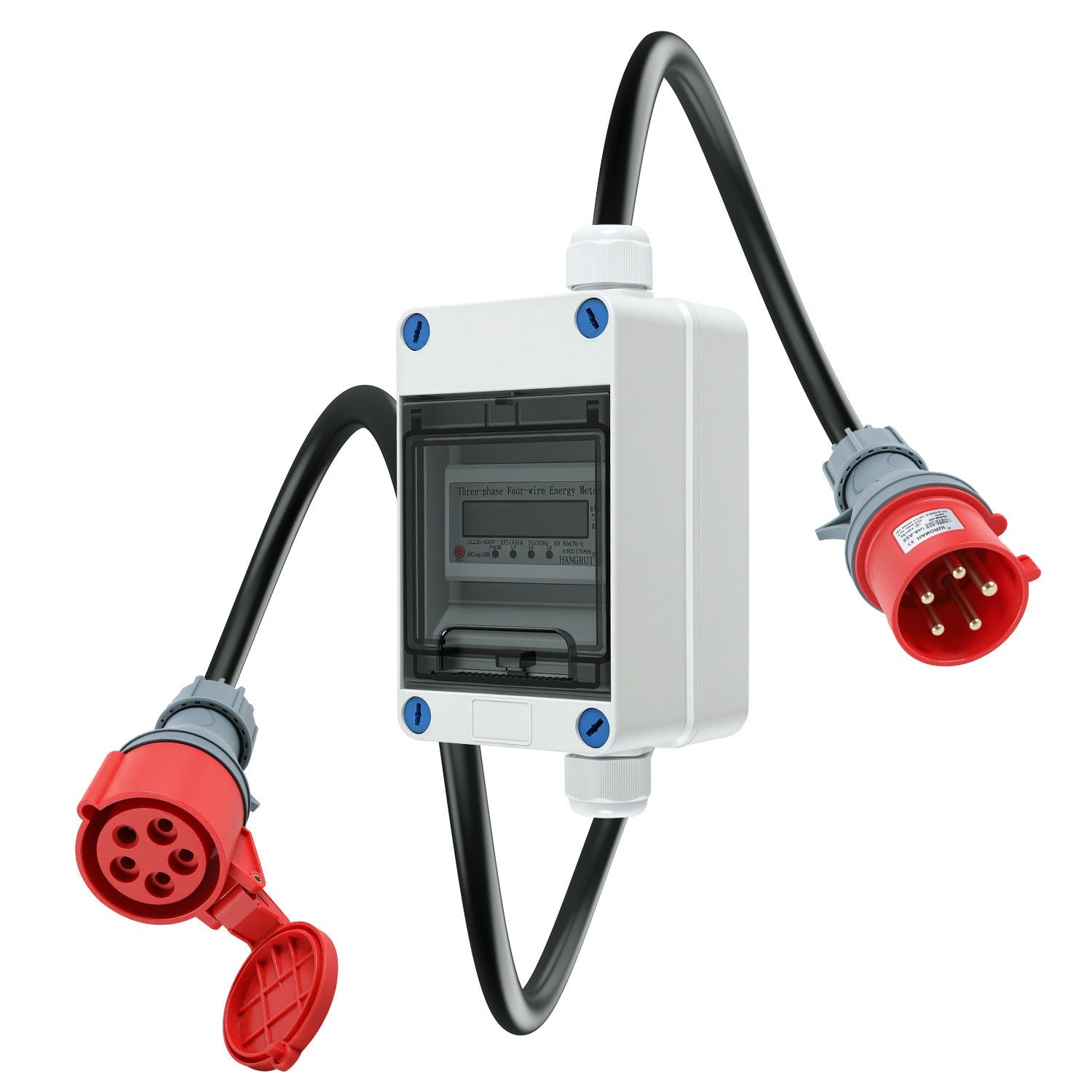 Clanmacy Drehstromzähler Digitaler Stromzähler 32A 400V CEE 5P IP66