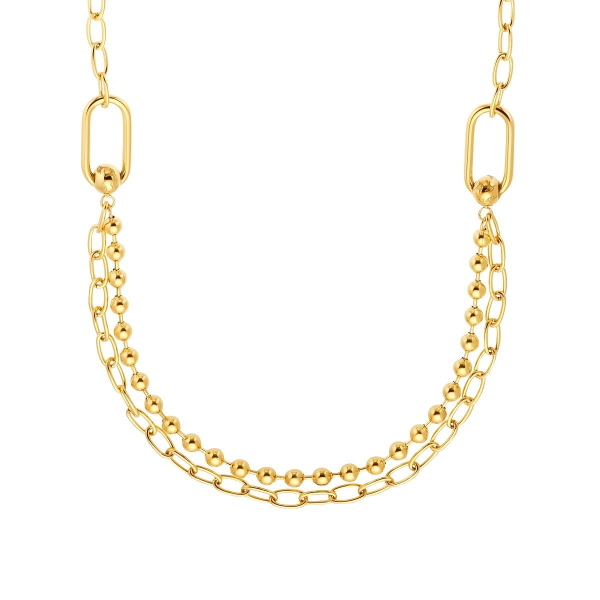 Valentinstagsgeschenk JOOP! Kette mit Anhänger 2036801 Halskette Damen Duo-Design mit Gliedern und Kugel-Elemen