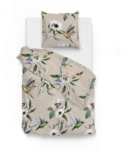 Bettwäsche Zo! Home Cotton Bettwäsche 155x220 Jun natural Kolibri Vogel Blätter, Zo!Home, Baumwolle, 2 teilig