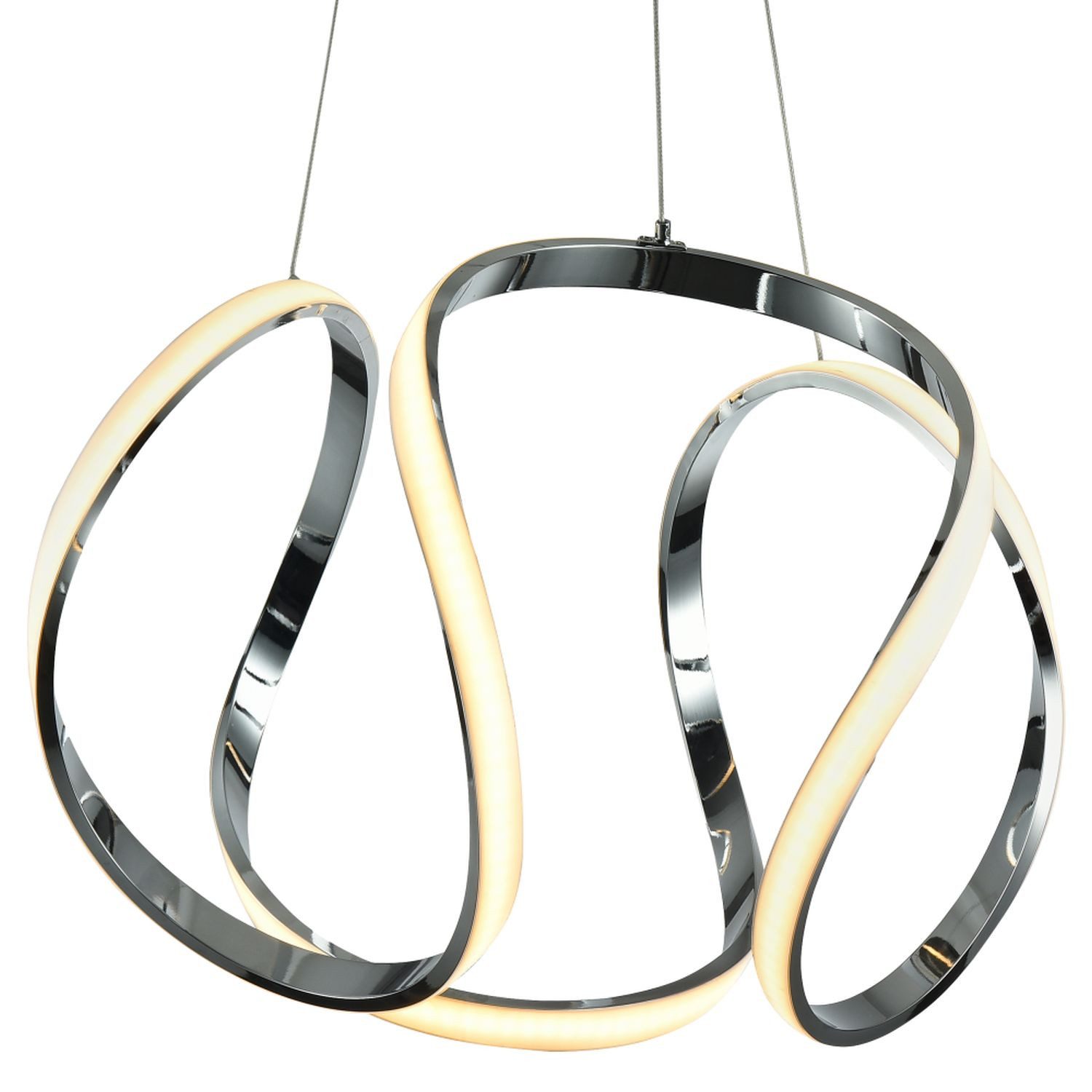 Licht-Erlebnisse Pendelleuchte FJORDA, LED fest integriert, Warmweiß, LED 52 cm breit H: max. 150 cm verstellbar Chrom 3000 K 2835 lm Metall