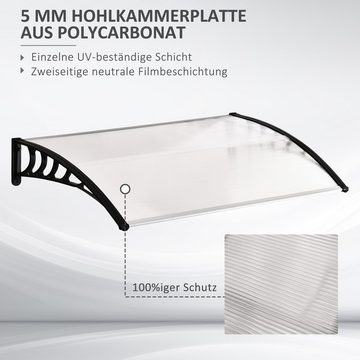 Outsunny Pultvordach Vordach für Haustür Überdachung 90x150cm Haustürdach aus Polycarbonat (Schutzdach, 1 St., Pultvordach), Sonnenschutz Regenschutz für draußen, Weiß