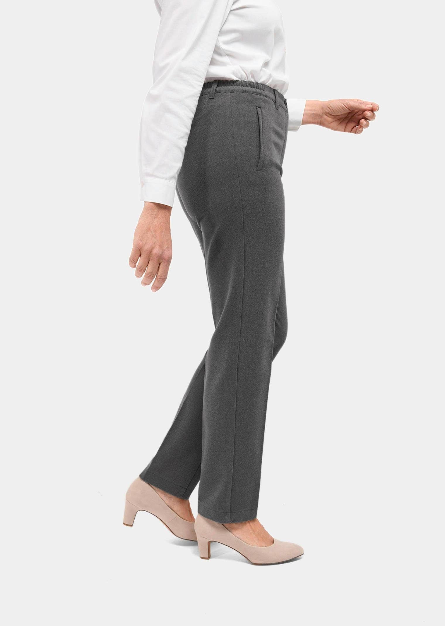 GOLDNER Stoffhose Kurzgröße: Bügelfaltenhose mit Melange-Effekt Stoffhose mit Teildehnbund, Gürtelschlaufen und Knöchellänge