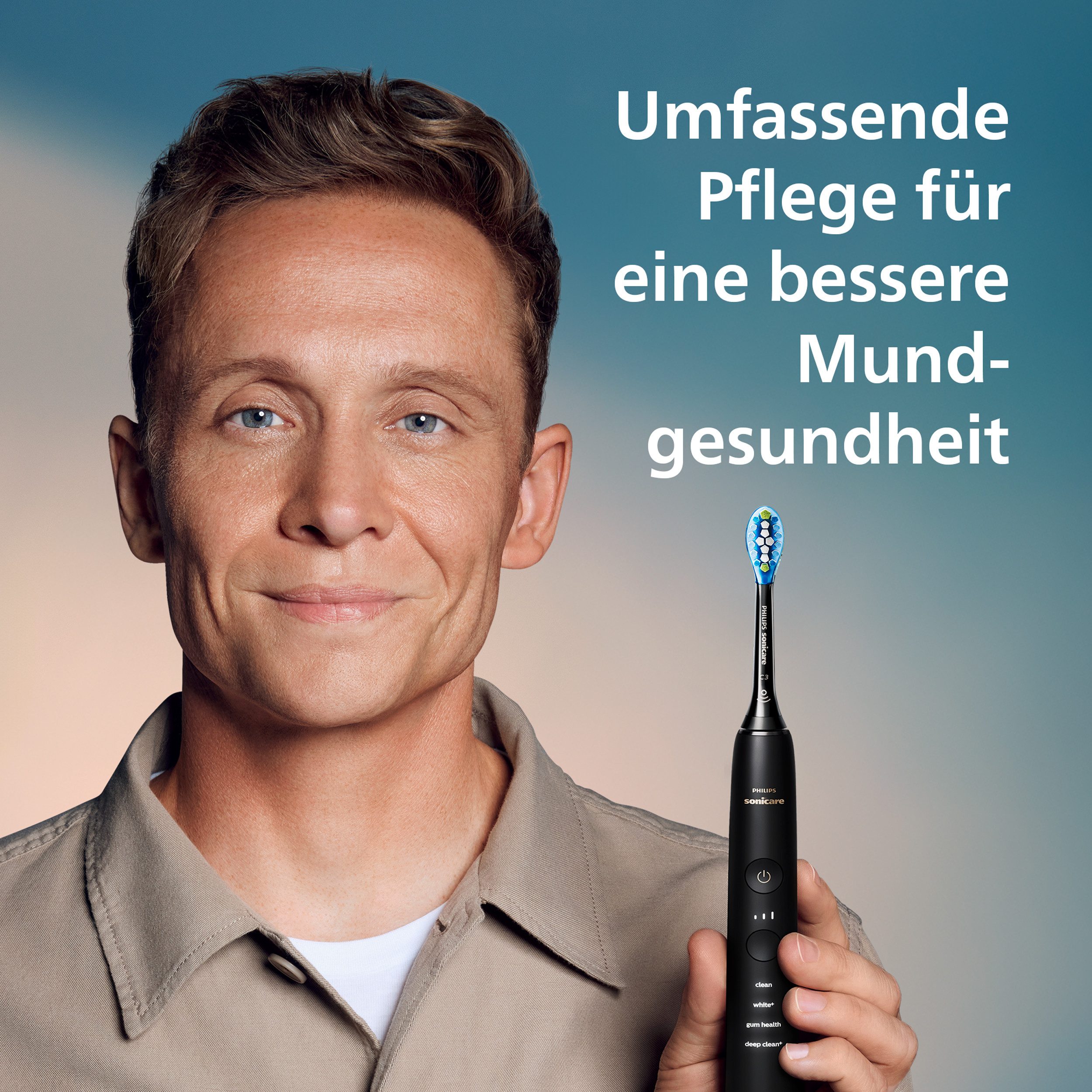 Philips Sonicare Elektrische Zahnbürste DiamondClean 9400, HX9917, Aufsteckbürsten: 2 St., mit integriertem Drücksensor, 4 Putzprogramme und 3 Intensitätsstufen
