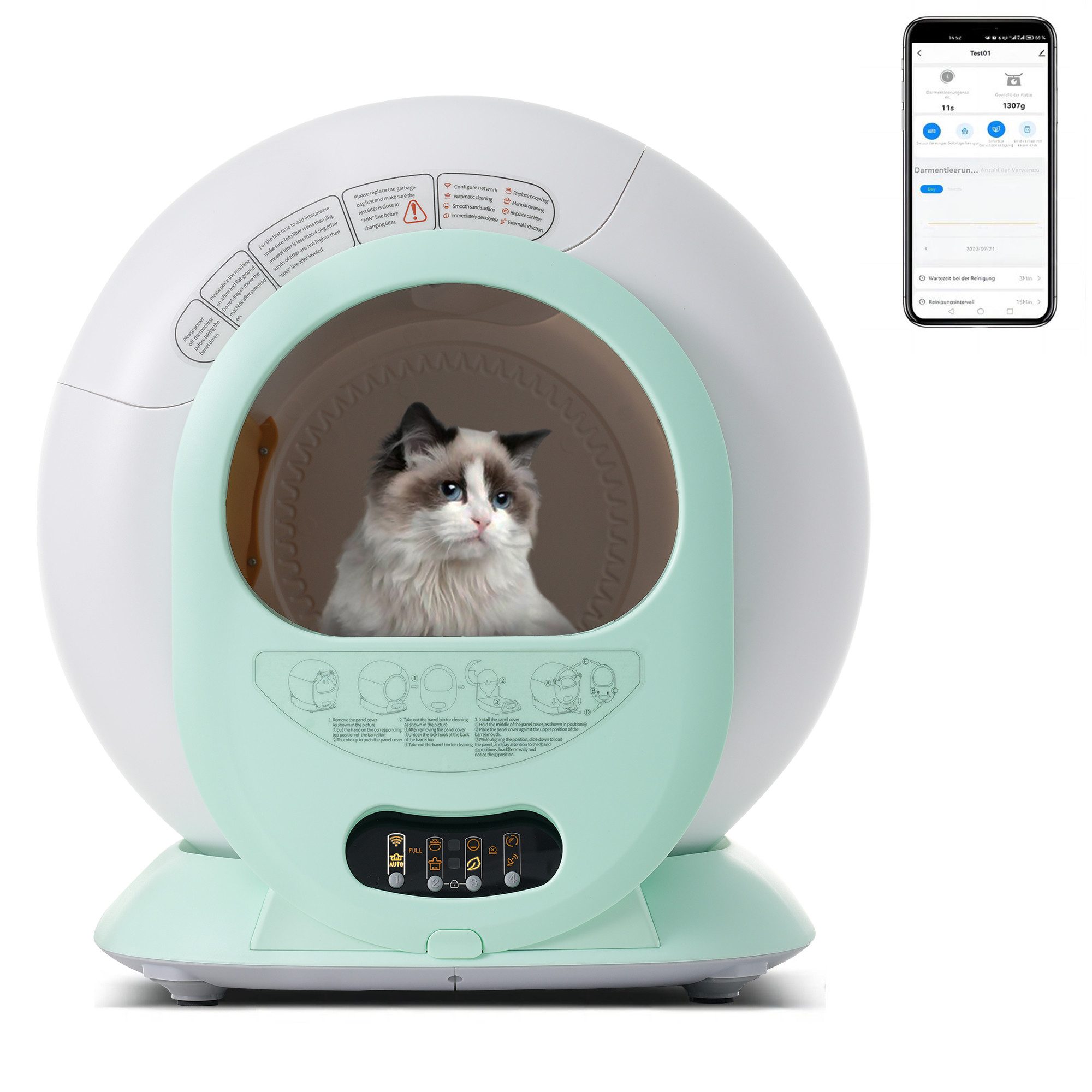 Katzentoilette 65L+9L Adaptive selbstreinigende Katzentoilette