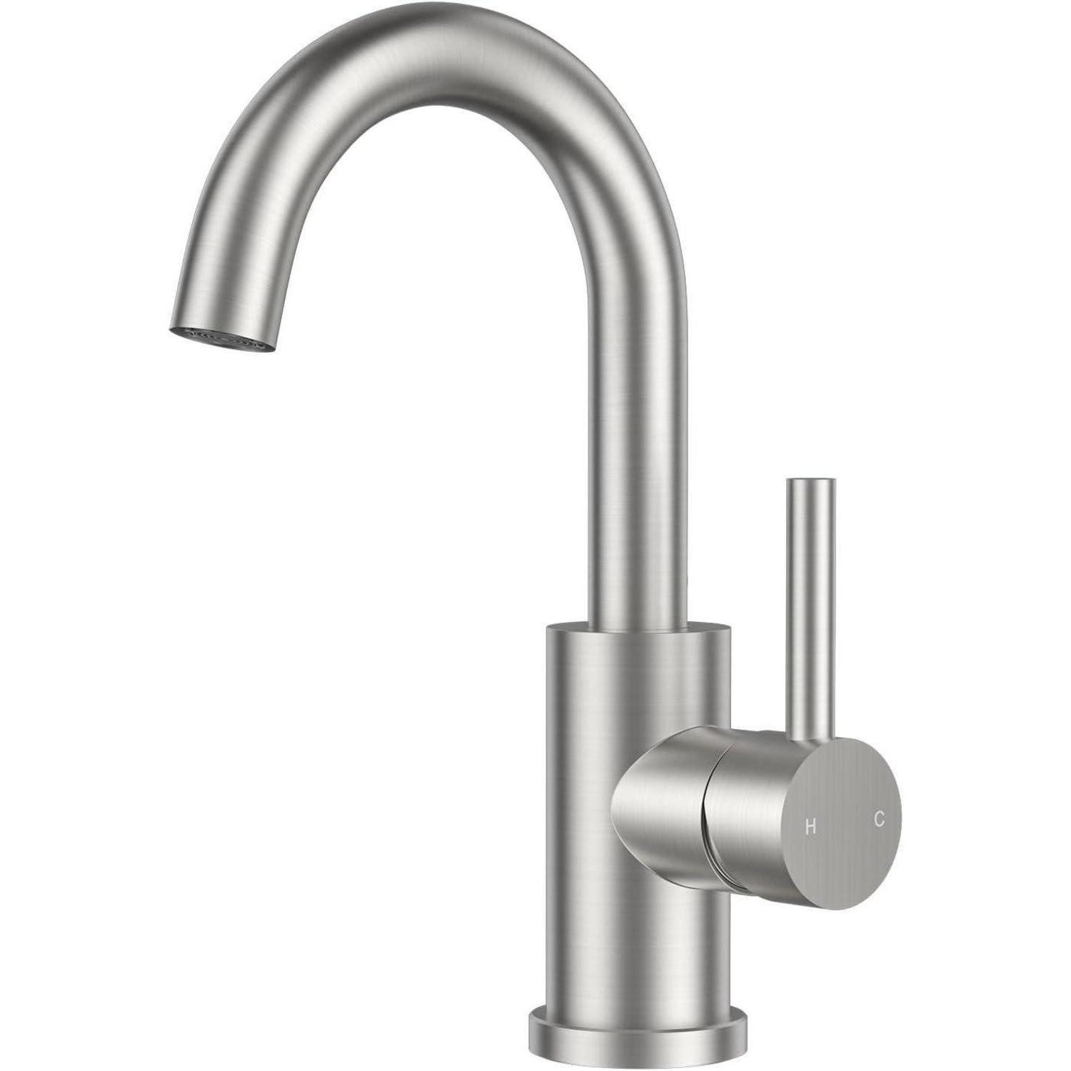 LuxusKollektion Waschtischarmatur Wasserhahn Edelstahl 360 drehbar Auslaufhöhe 175mm Edelstahl