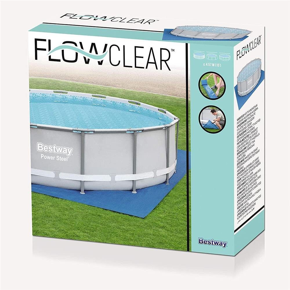 Bestway Bodenschutzplane Flowclear™ quadratische Bodenplane, 488 x 488 cm, für Aufstellpools, bis 457 cm Durchmesser