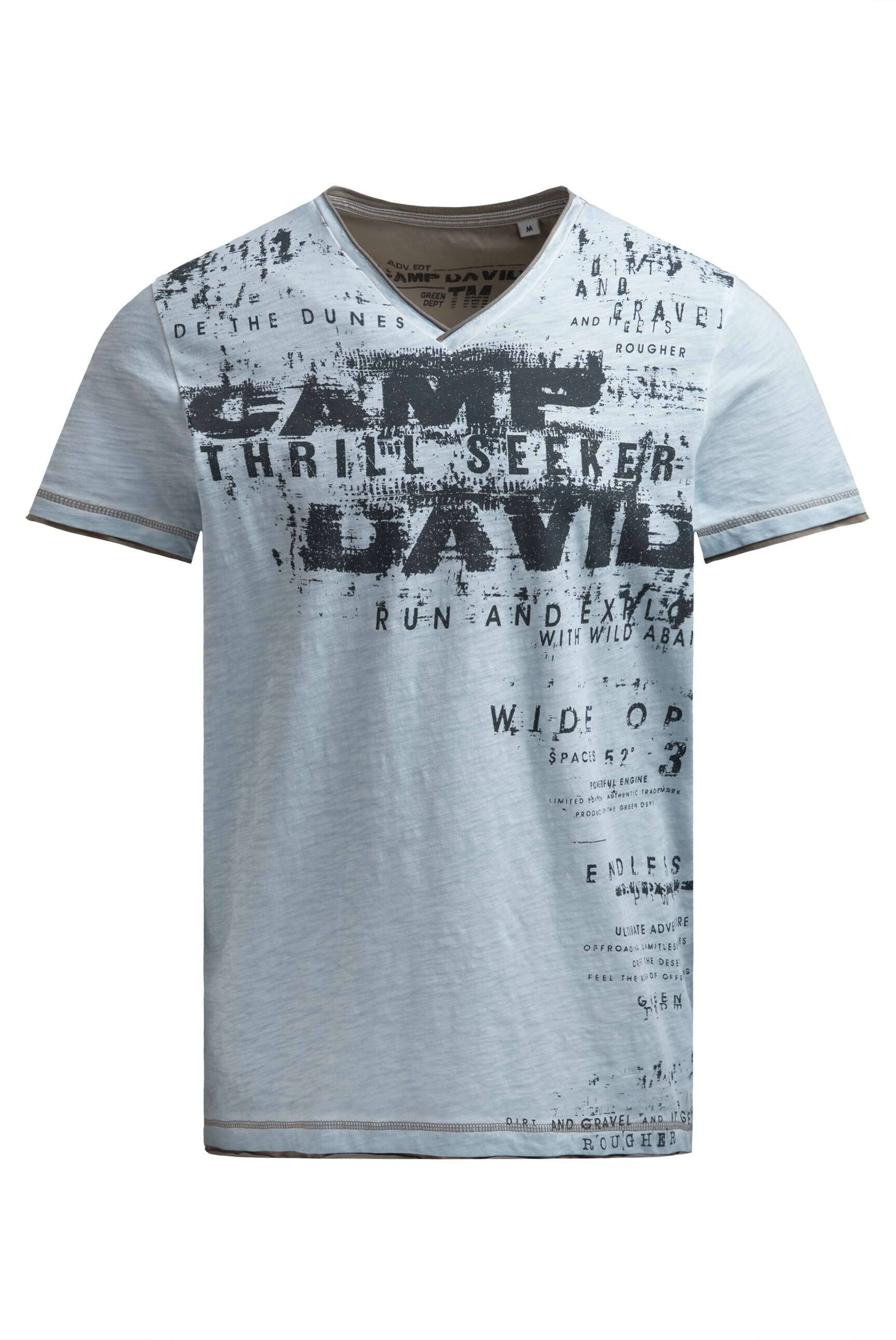 CAMP DAVID V-Shirt mit Used-Kanten