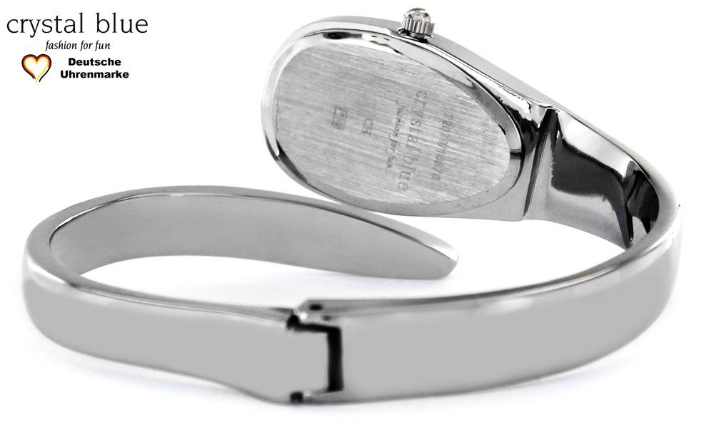 crystal blue Quarzuhr Damen Spangenuhr silber analog, Gratis Versand