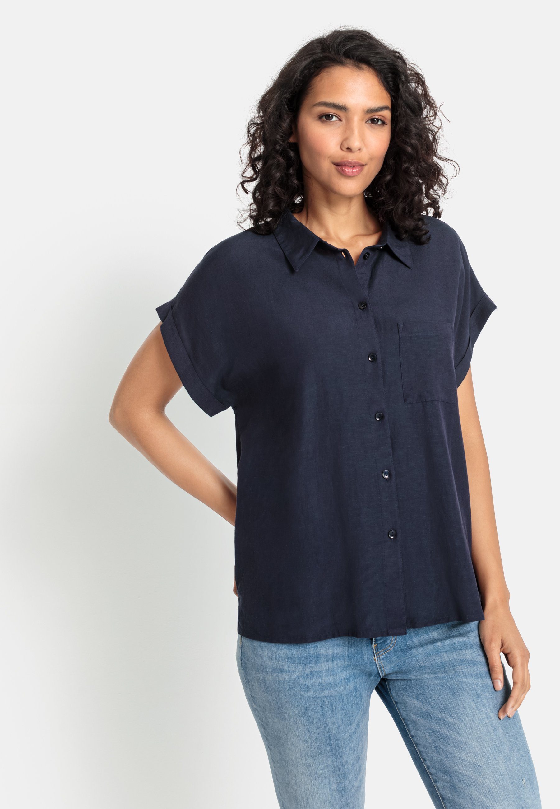 LASCANA Hemdbluse, aus Leinenmix mit Knopfleiste, Kurzarmbluse, Leinenbluse günstig online kaufen