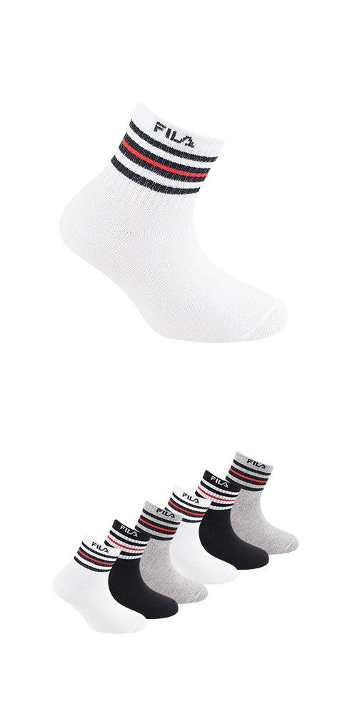 Fila Kurzsocken (6 Paar) Cotton-Mix, mit Rippenbündchen