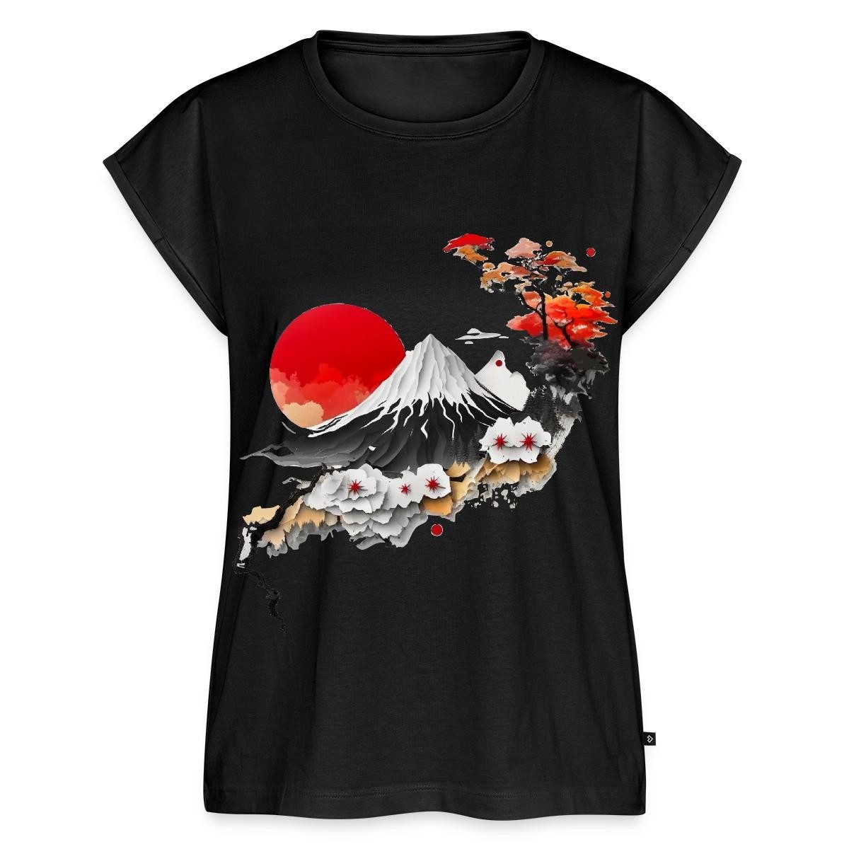 Spreadshirt T-Shirt Japan Natur Kirschblüten Bonsai Berge Damen Casual Relaxed T-Shirt (1-tlg)