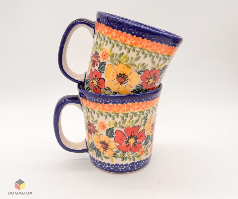 Ceramika Bolesławiecka Kalich Becher Handgefertigte Bunzlauer Keramik Tasse, Becher 400 ml UNIKAT
