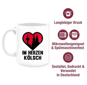 Shirtracer Tasse Im Herzen Kölsch - schwarz, Keramik, Karneval und Fasching Deko