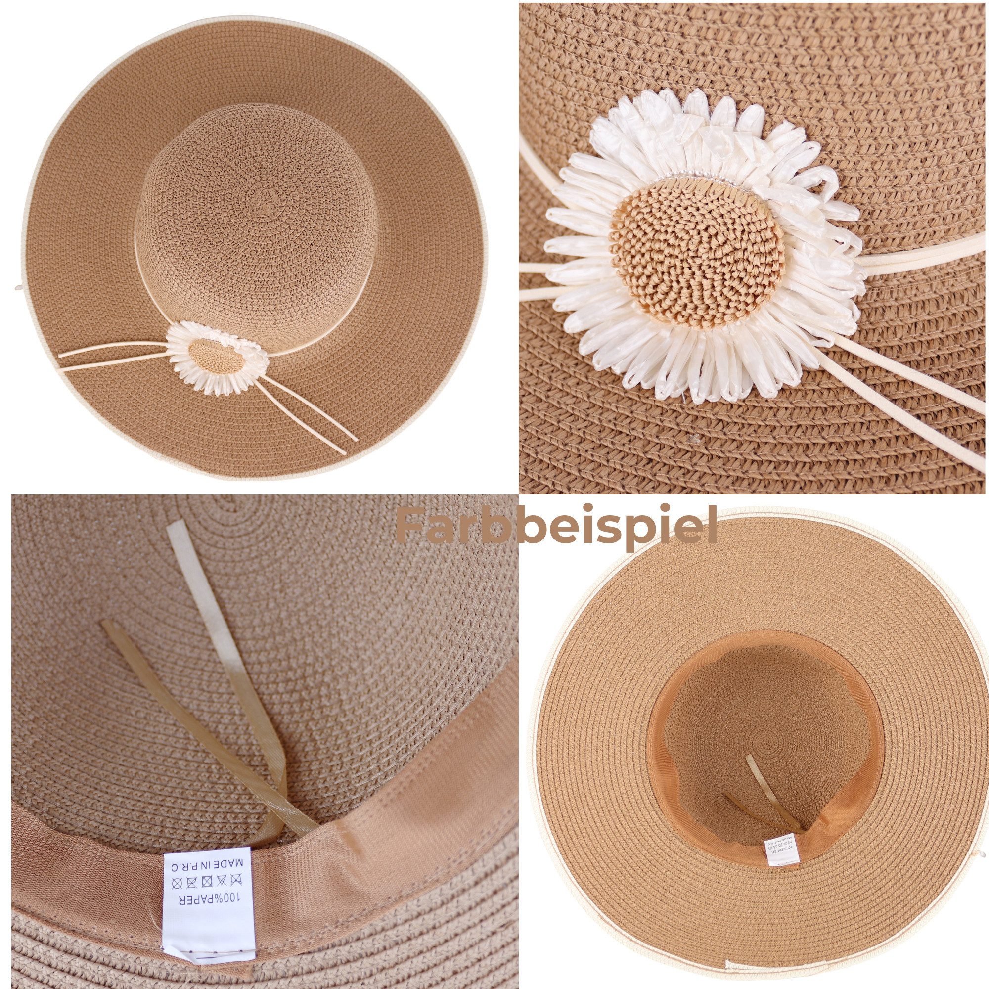 MIRROSI Strohhut Sonnenhut Sommerhut Strandhut Chrysantheme, günstig online kaufen