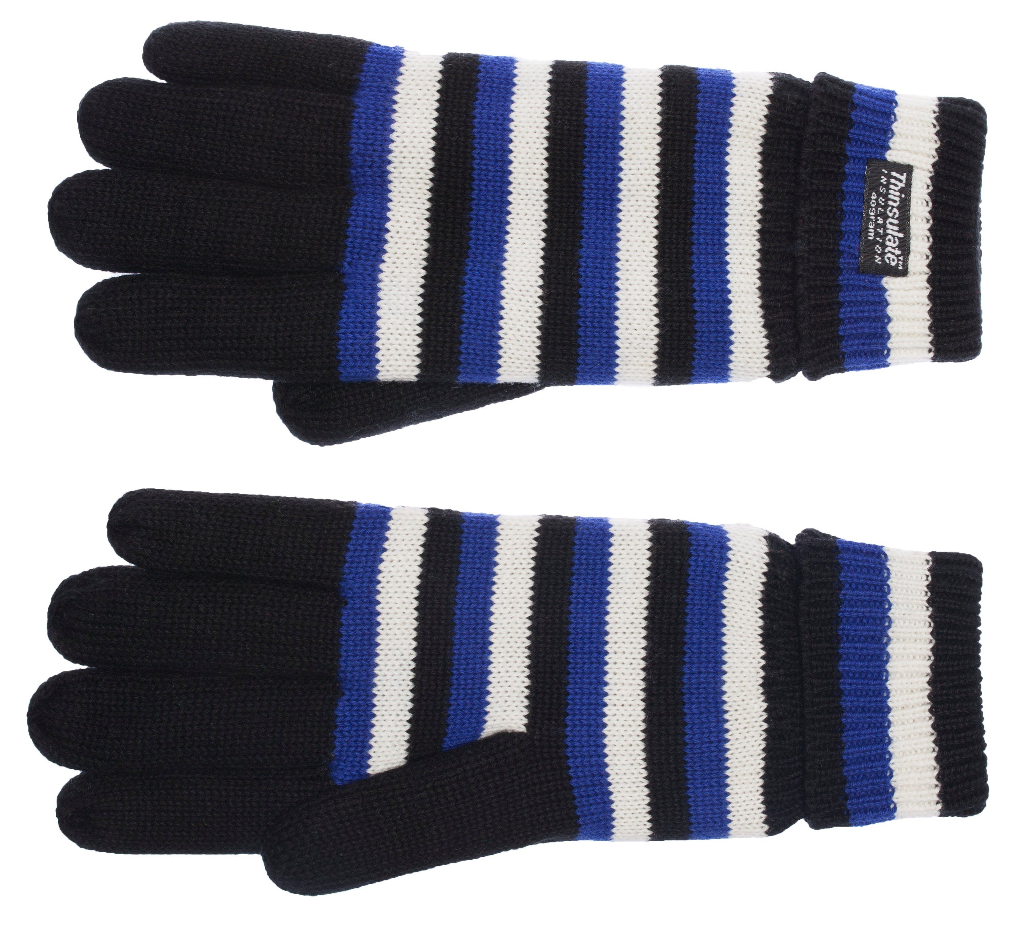 Herren-2805 schwarz-weiß-blau Strickhandschuhe EEM