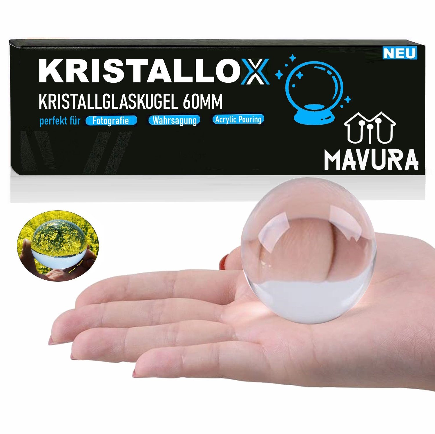 Deko-Glas KRISTALLOX Kristallglaskugel Fotografie Deko Glaskugel Kristallkugel