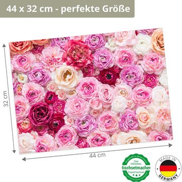 Platzset, Tischset Frühling, Ostern & Blumen - Pinkes Rosenmeer, Tischsetmacher, (aus Naturpapier in Aufbewahrungsmappe, 12-St., 44 x 32 cm / rosa), Made in Germany