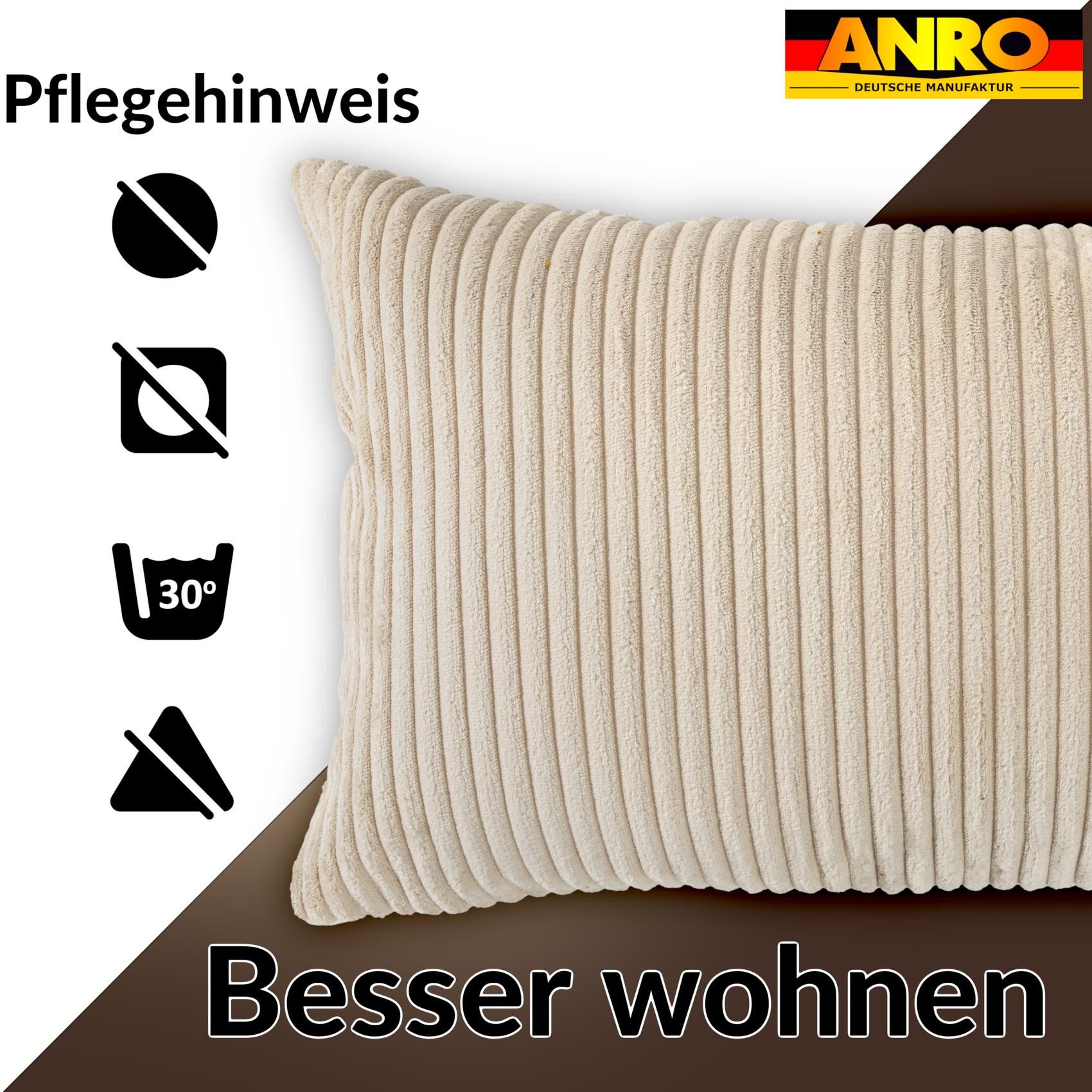 ANRO Dekokissen Kissenhülle MIT oder OHNE Füllung Kissenbezug Zierkissen, Kissenhülle in 30x50cm ohne Füllung Creme – Bild 5 von 5