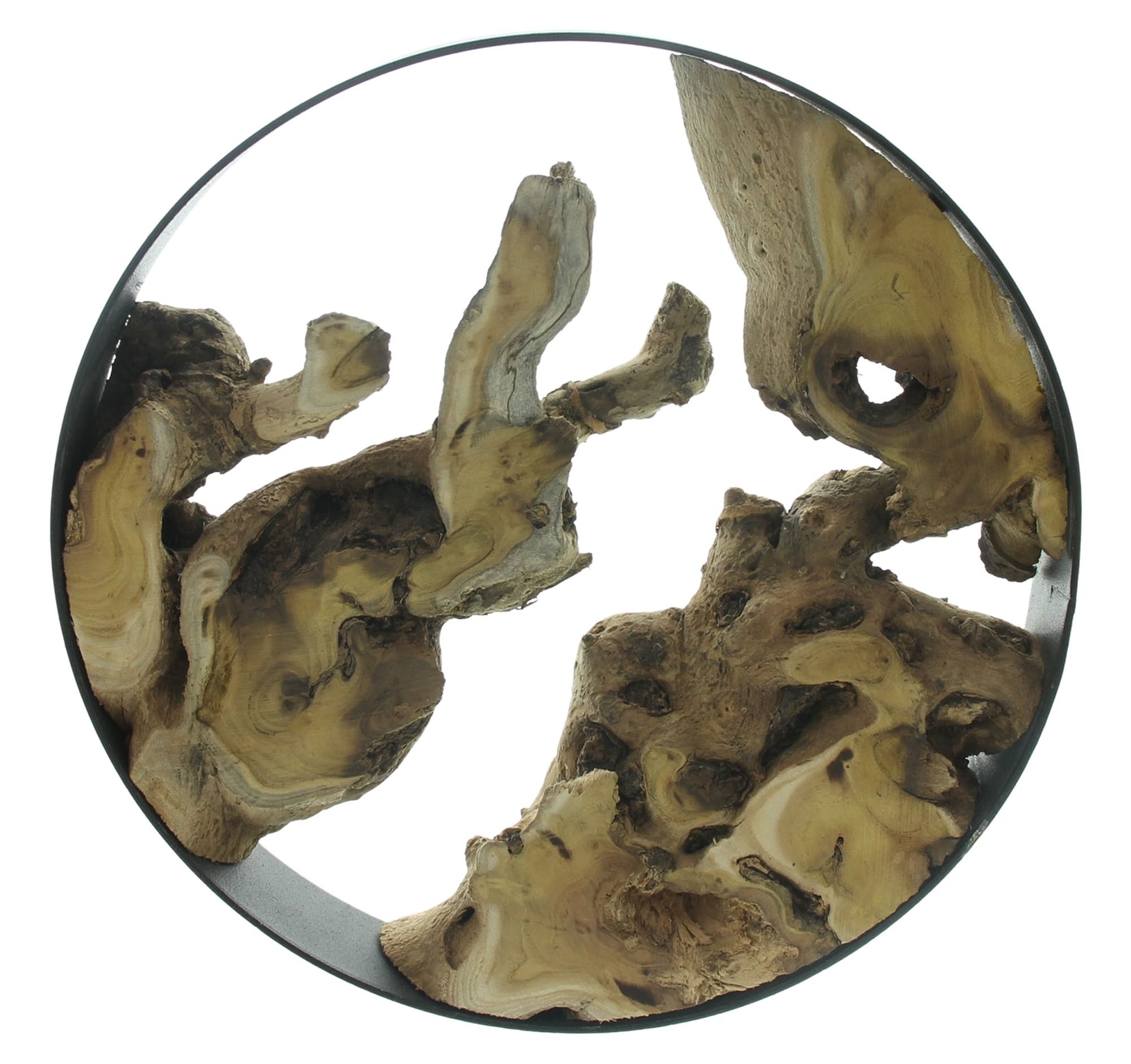 Dekoleidenschaft Dekokranz "Root" Dekoring aus Metall mit Wurzelholz, Dekoobjekt Ø 28 cm, Kranz, Holz-Kranz, Tischkranz