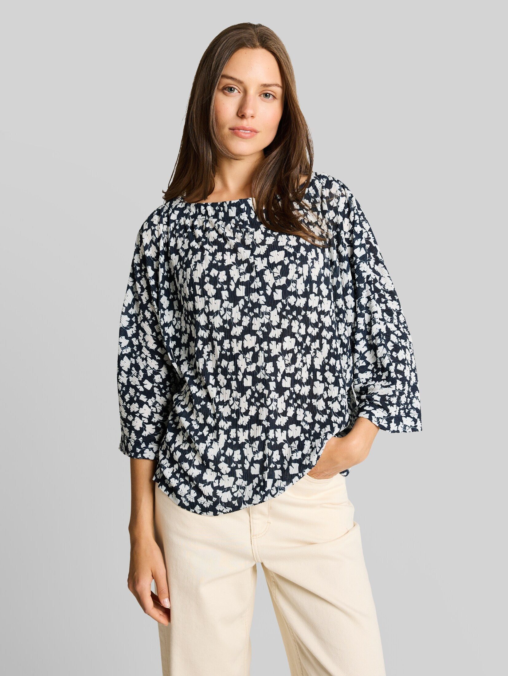 TOM TAILOR T-Shirt T-Shirt Crinkle T-Shirt mit Fledermausärmeln