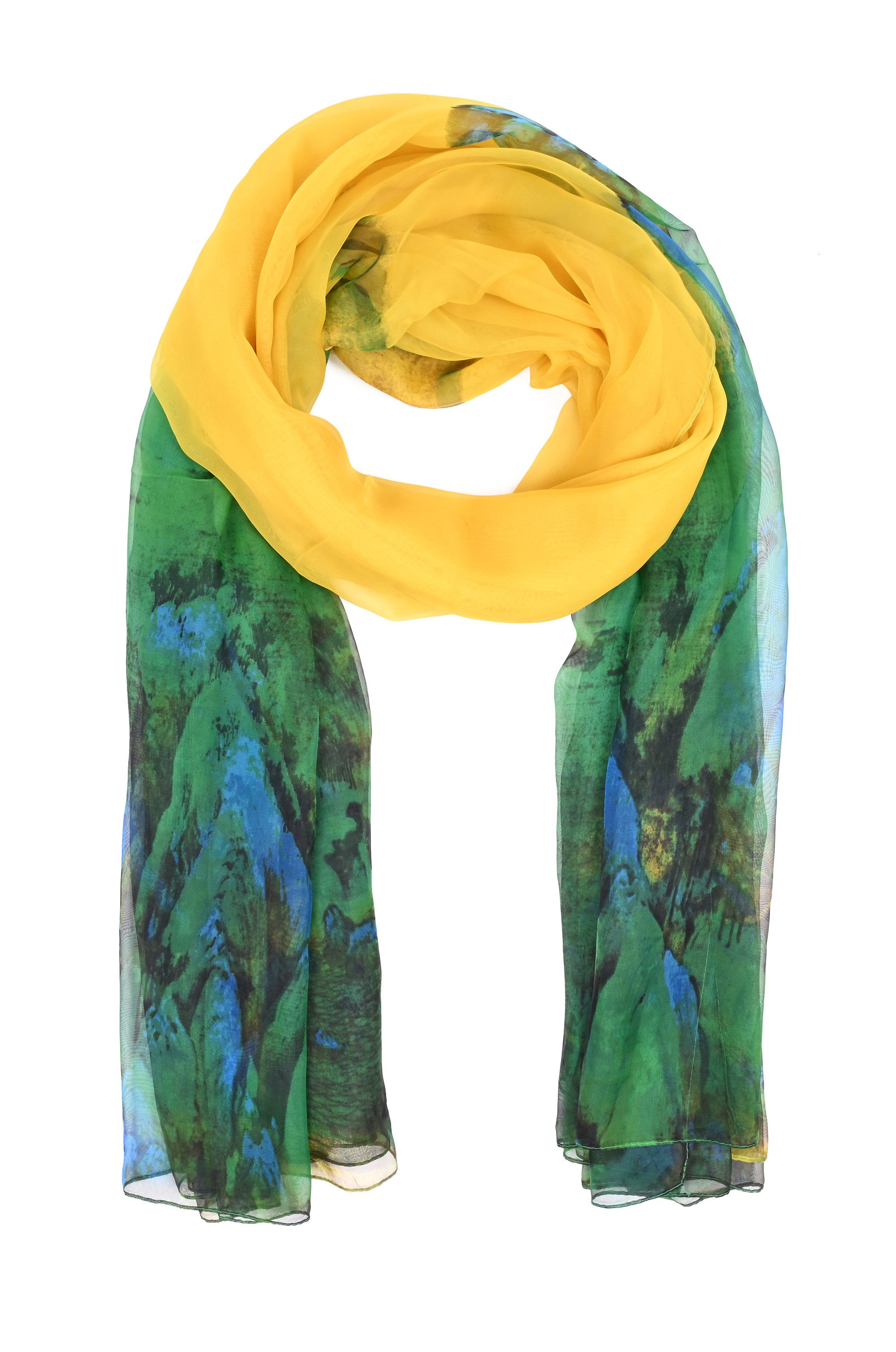 Modeschal Leichter Sommer-Chiffonschal mit Kunstmotiv