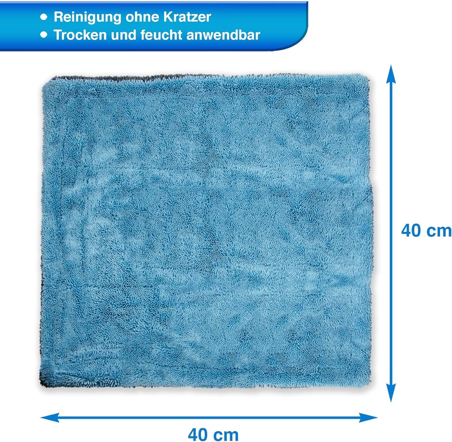 Haushalt für Premium cosey Wasch- Mikrofasertuch Blau/Grau Poliertücher und (1200 GSM) (2x Auto und