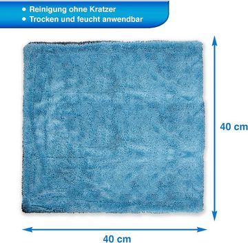 cosey Premium Wasch- und Poliertücher für Auto und Haushalt Mikrofasertuch (2x Blau/Grau (1200 GSM)