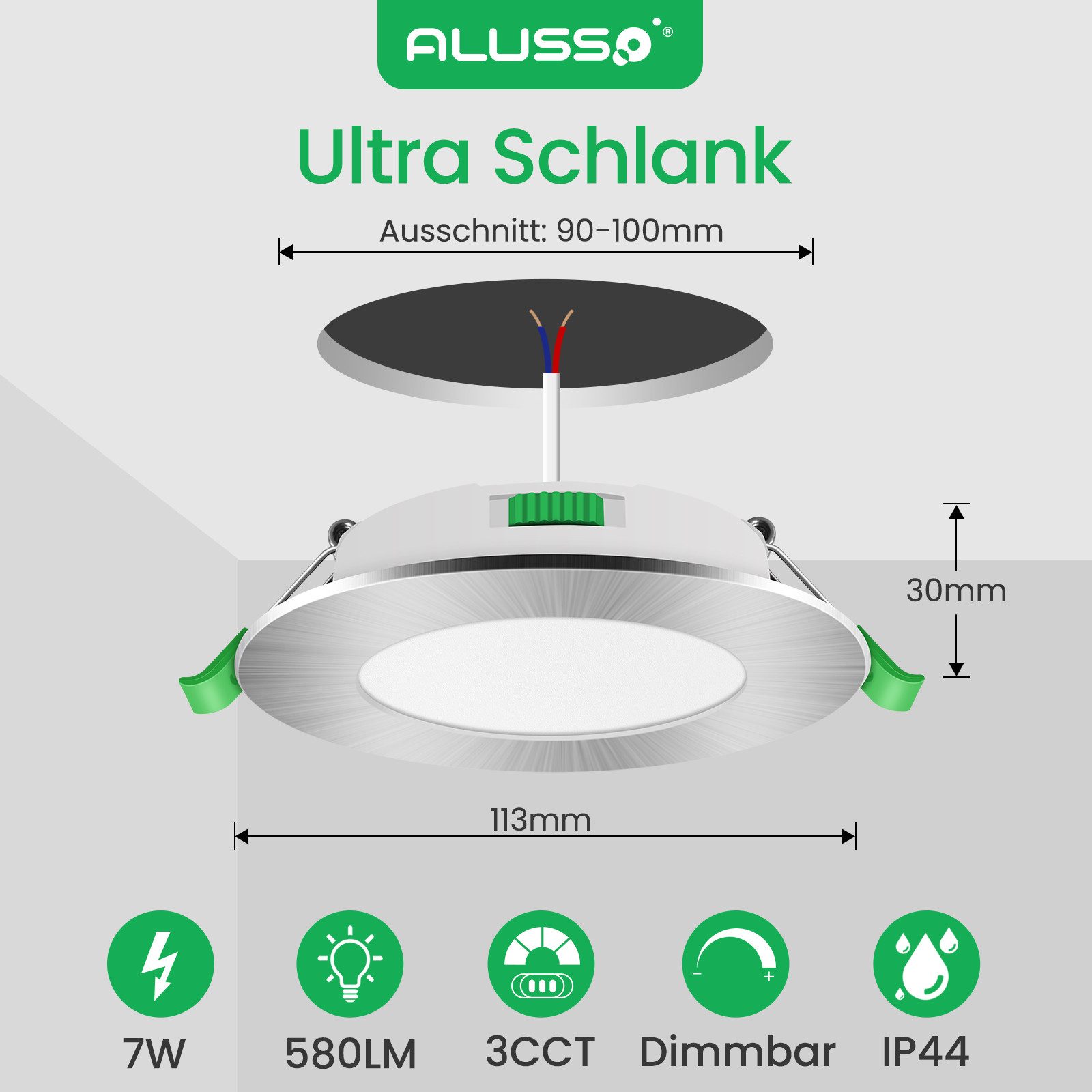 ALUSSO LED Einbaustrahler 6er-Set, Decken Leuchte, günstig online kaufen