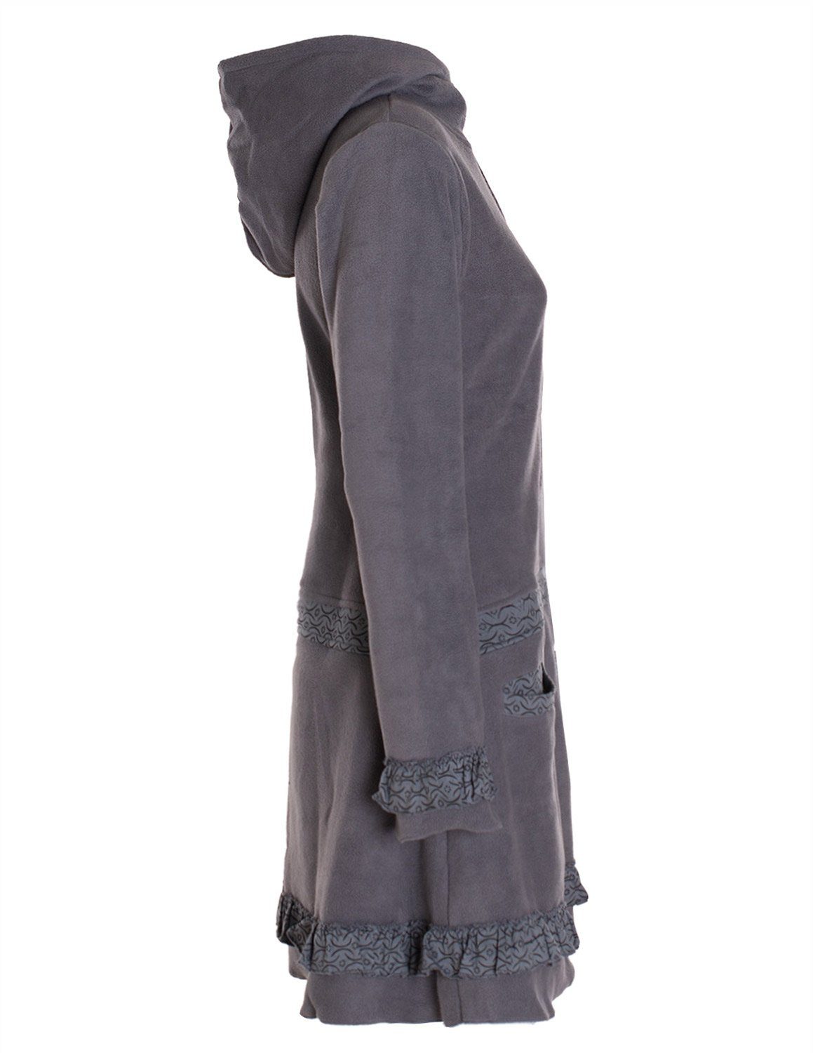 Vishes Kurzmantel Lange Fleecejacke Fleecemantel Übergangsjacke ECO-Fleece Goa, Hippie, Elfen Style